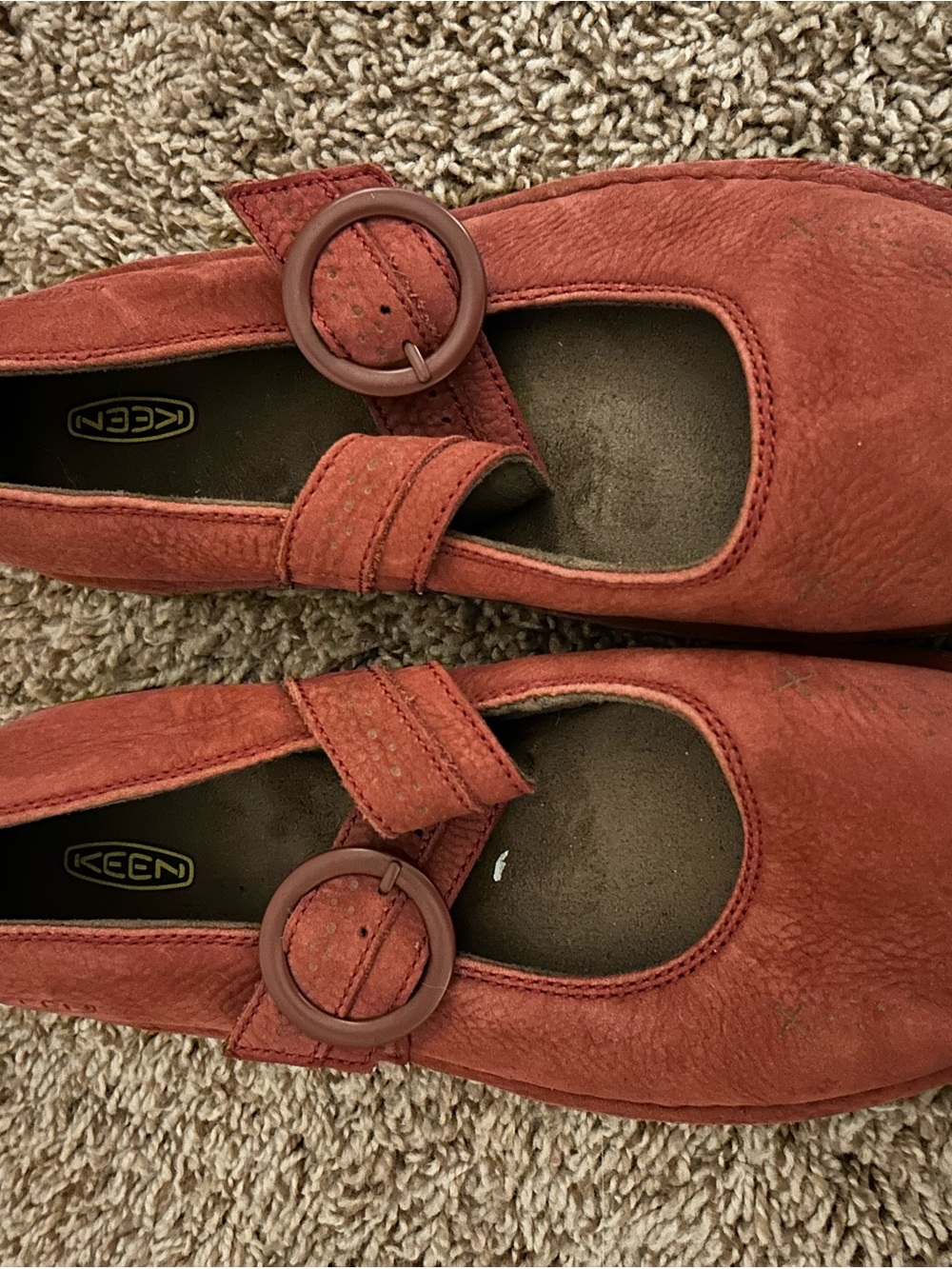 Vintage KEEN Red Pebbled Leather Mary Jane Shoes - Near Mint!